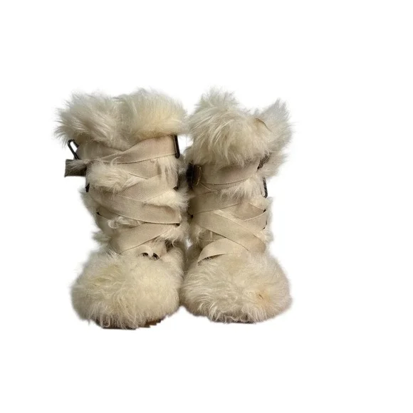 Joyfolie Kids Girls Lexi Fur Boot in Cream Size 8 Cozy Winter Warm Fashion Boots - Picture 3 of 6